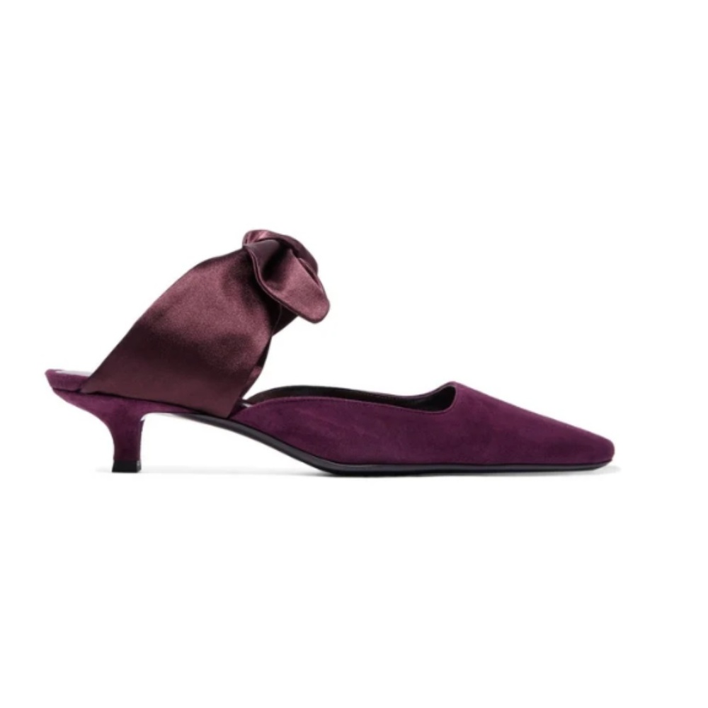 THE ROW Coco Suede And Satin Mules Purple size 37